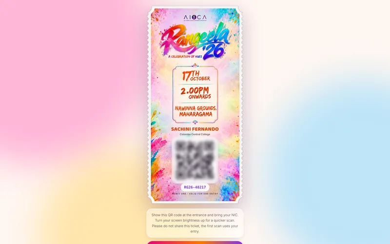 Personal QR ticket