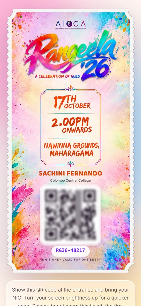 Personal QR ticket on a phone